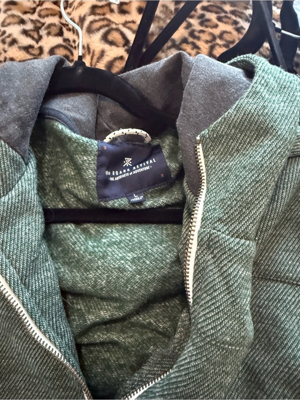 Roark Revival Men’s Green Hooded Jacket Size Large Full Zip